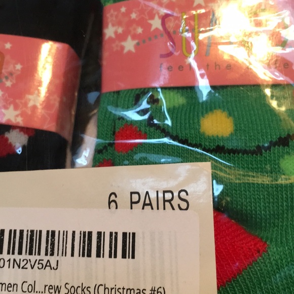 6 pack Ladies Christmas Crew Socks - Picture 4 of 5